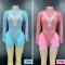 Various Colors Grid Pattern Tulle Leotard