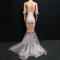 Silver Rhinestones Off Shoulder Gown