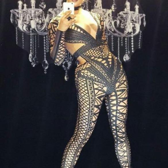 Black Pattern Drag Bodysuit