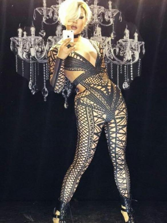 Black Pattern Drag Bodysuit