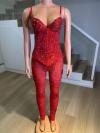 Rhinestone beaded bodysuit