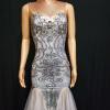 Grey Rhinestone Trailing Dress