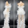 Various Colors Rhinestone Feather Long Dress
