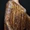 Golden Rhinestones Long Fringe Rave Leotard