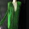 Green Long Fringe Crystallized Dress