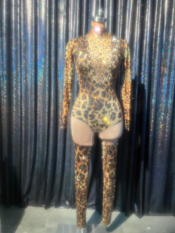 Leopard Rhinestone Bodysuit