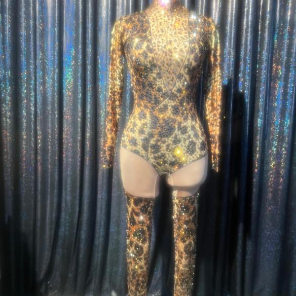 Leopard Rhinestone Bodysuit