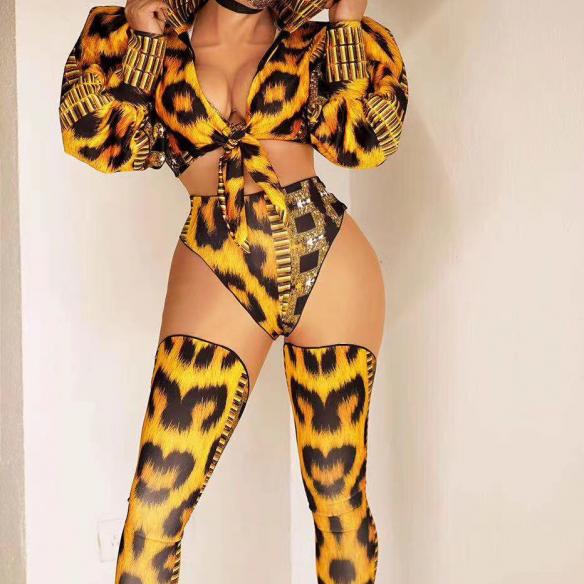 Full Set Leopard Print Suit (inlcude hat & foot cover)