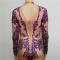 Purple Rhinestones Nude Rave Bodysuit