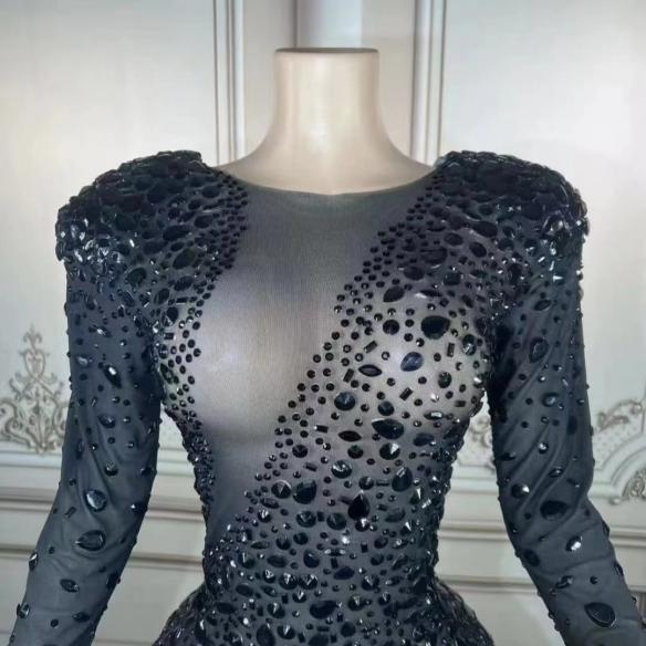 Full Black Rhinestone Dress
