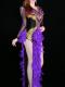 Purple Rhinestone Feather Dress