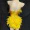 Yellow feather & rhinestone leotard